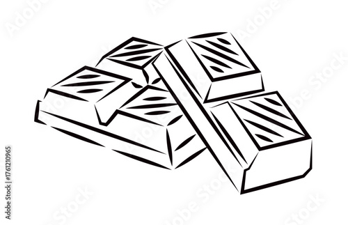 Set of illustrations of a chocolate bar icon. Hand drawn outline