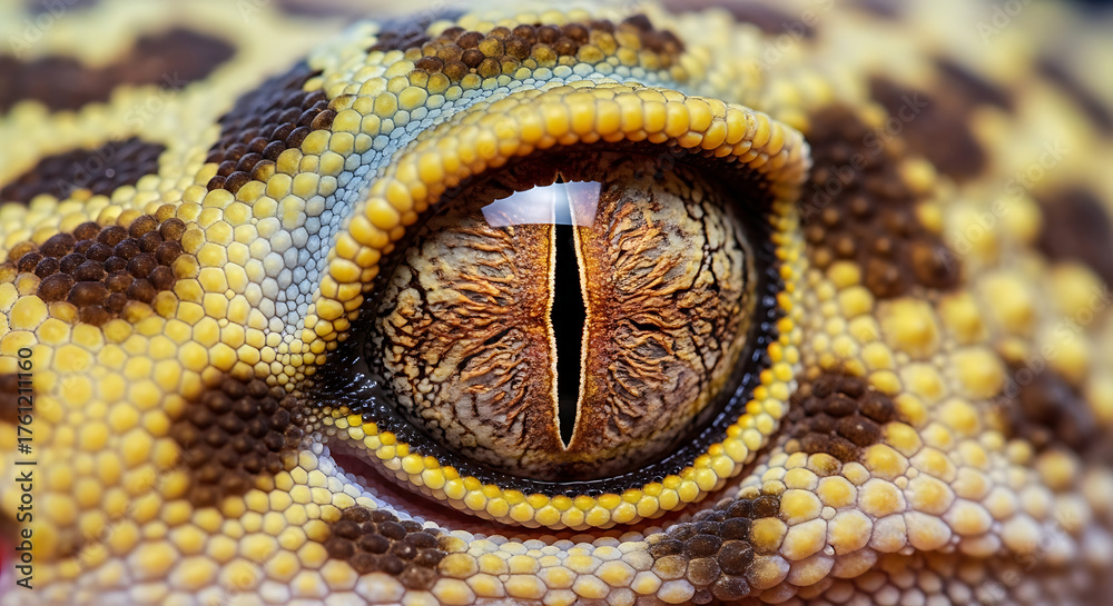 Fototapeta premium Leopard Gecko Eye Macro - Eublepharis macularius