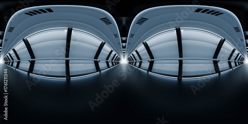 Futuristic interior space with ambient lighting 360 vr panorama