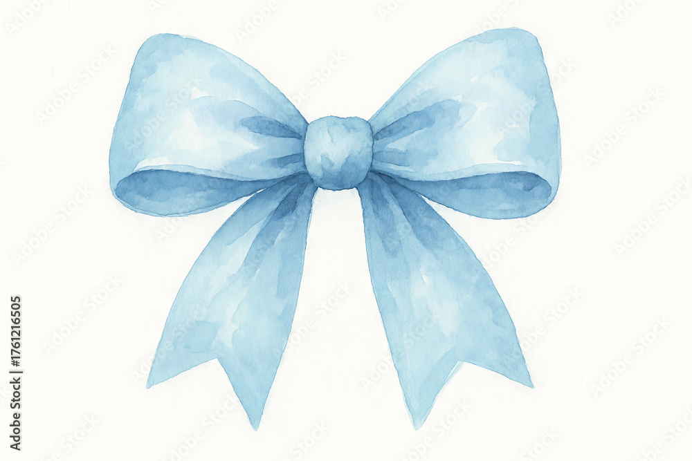 Naklejka premium Watercolor blue bow illustration with simple design isolated on white background. concept of decorative art, gift wrapping, elegant design