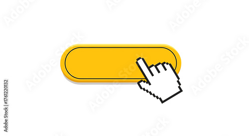Click here and discover a world of possibilities with this trendy yellow call to action button and cursor, perfect for modern website design