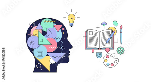 Unlock your creative potential with dynamic design elements illustrating idea generation, artistic expression, and innovative thinking for projects