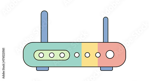 Stay connected with this colorful modern router, perfect for vibrant tech designs or networking illustrations, symbolizing connectivity and digital life