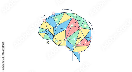 Colorful brain illustration connects creativity and innovation, perfect for science, technology, and educational projects needing a modern, vibrant touch