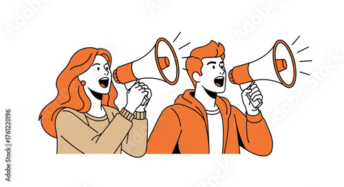 Join the Movement: Passionate activists with megaphones make a powerful statement for change and social justice, spreading their message with zeal