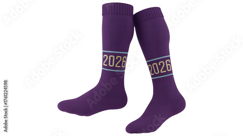 Wallpaper Mural Pair of purple athletic socks display the number 2026 in a horizontal stripe. Torontodigital.ca