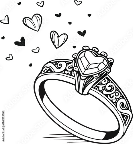 Abstract heart shape formed by dissolving particles and light streaks isolated on transparent background