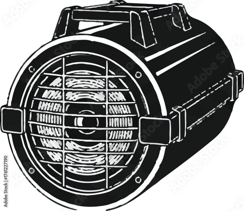 Shape and Design: The spotlight has a cylindrical shape, which is common for many types of stage lights. This design allows for focused lighting.