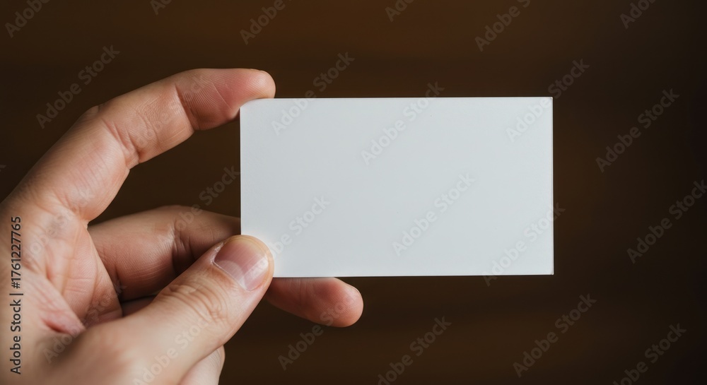 Obraz premium Hand Holding Blank Business Card.
