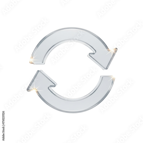 Glossy Glass Refresh Cycle Arrows Icon 3D Render