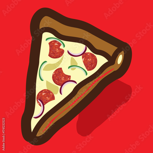 Pizza Slice - Pepperoni Onion Green Pepper