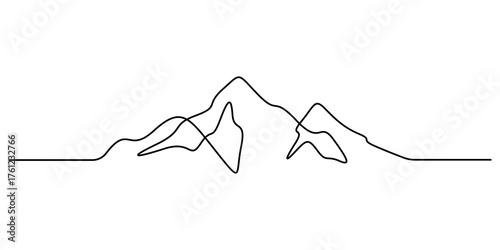Canvas Print Continuous one line drawing of mountain range landscape template
