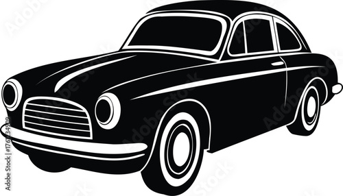Classic Retro Car Silhouette Vector