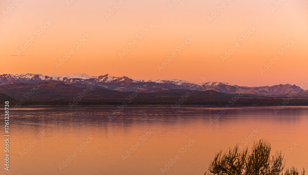 Fototapeta premium Sunset, Nahuel Huapi Lake, Bariloche, Rio Negro Province, Patagonia, Argentina