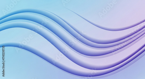 Minimalist abstract with clean, flowing waves in soft blue and purple gradients, conveying sense calm, simplicity, and modern elegance
