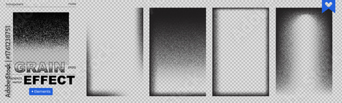 Grain gradient noise dot pattern background black fade grainy effect dust. This collection offers vintage dotwork and stipple textures for modern graphic design with a retro dirty aesthetic.