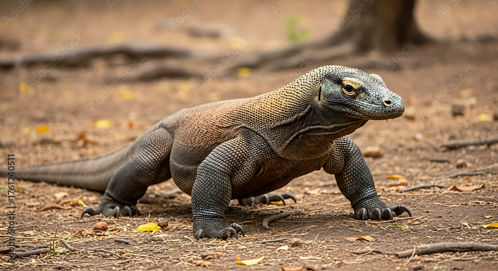 Obraz premium Komodo Dragon in the Wild- Varanus komodoensis