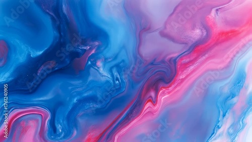 Abstract Background with Fluid Art Effect, Blue, Pink, and White Swirls for Presentations
