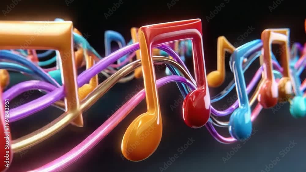 Melody of Colors: A vibrant display of musical notes dances across the ...