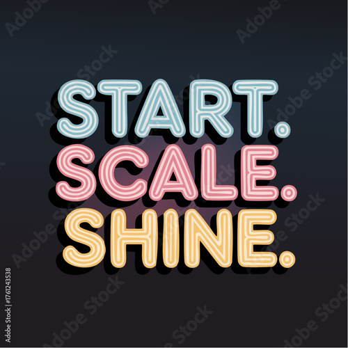 start. scale. shine.: neon-tech launch poster for startups, founders, and growth marketers selling bold campaign visuals and conversion-focused promotional assets