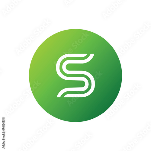 Minimalist S Letter Logo in Green Circle - Modern App Icon for Eco, Finance, or Sustainable Technology Branding