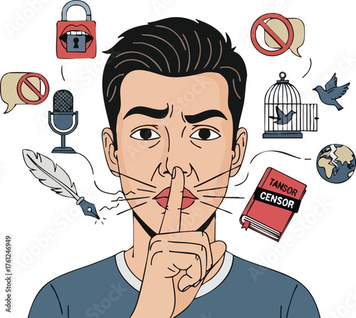 Censorship Silence and the Suppression of Free Speech. concept design creative background style inspiration