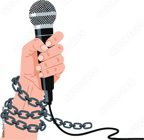 Chained Hand Holding Microphone Symbol. style inspiration illustration concept design creative background style inspiration