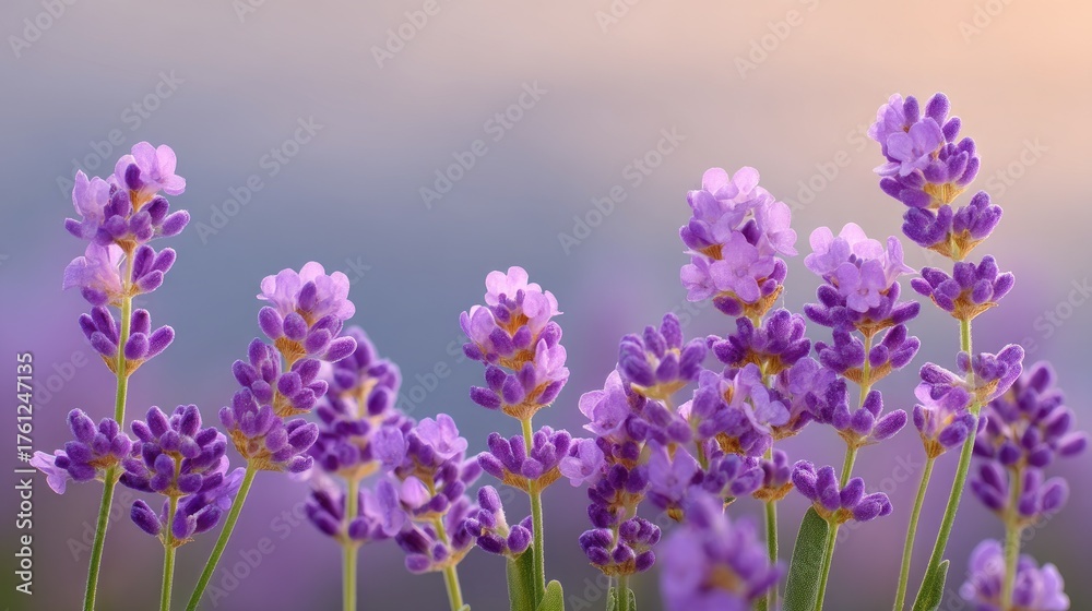Fototapeta premium Beautiful Lavender Flowers in Bloom with Soft Backgrounds and Gentle Light Enhancing Their Natural Beauty