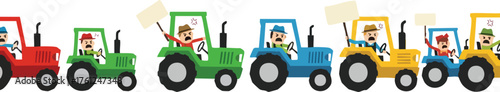 Farmers Protest with Tractors Agricultural Demonstration. inspiration illustration concept design creative background style inspiration