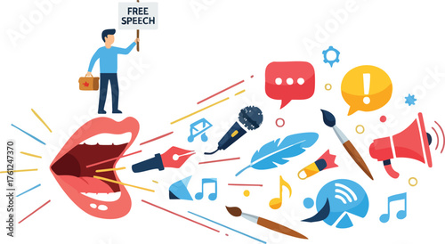 Free Speech and Creative Expression. style inspiration illustration concept design creative background style inspiration