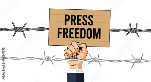 Hand Holding Sign Press Freedom. style inspiration illustration concept design creative background style inspiration
