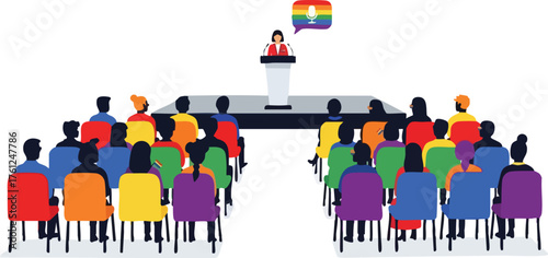 LGBTQ Rights Conference Speaker Illustration. style inspiration illustration concept design creative background style inspiration