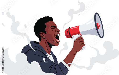 Person Shouting Through Megaphone. background style inspiration illustration concept design creative background style inspiration