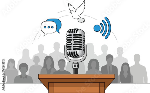 Public Speaking Communication and Audience Engagement. inspiration illustration concept design creative background style inspiration