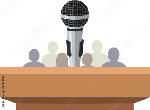 Public Speaking Event with Microphone and Panel. illustration concept design creative background style inspiration
