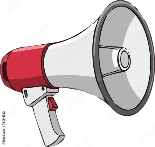 Red and White Megaphone Illustration. style inspiration illustration concept design creative background style inspiration