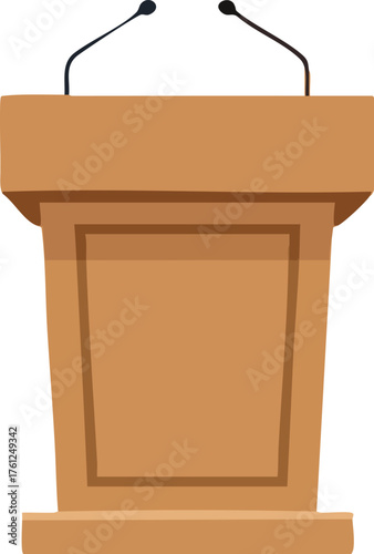 Wooden Podium with Microphones Illustration. style inspiration illustration concept design creative background style inspiration