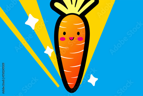 Joyful Carrot Character Illustration with Bright Aura