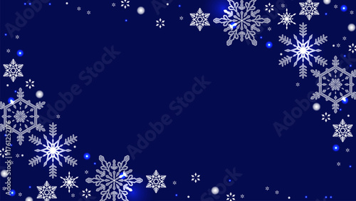 美しい雪もようのクリスマス背景、16:9サイズ