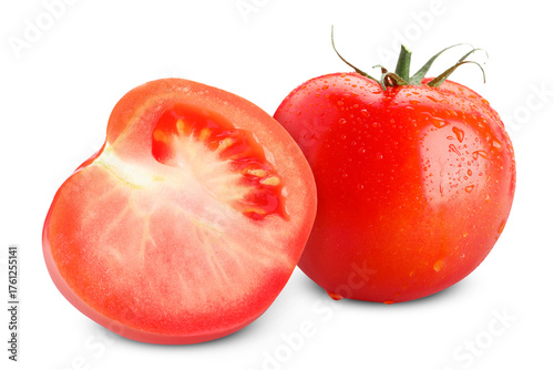 Wallpaper Mural Two fresh tomatoes isolated on white. Whole and sliced Torontodigital.ca