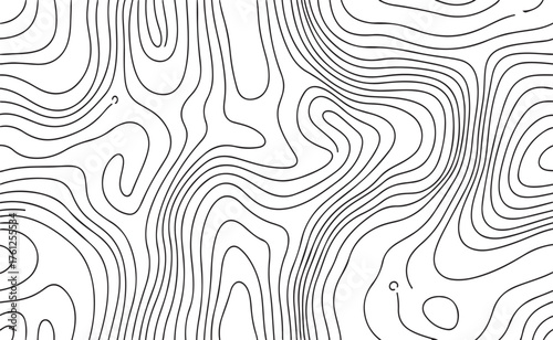 Black Topographic Contour Lines on White Background abstract pattern