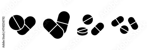 Pills icon vector illustration. capsule icon. Drug sign and symbol