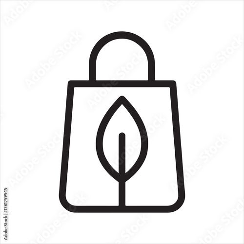 Eco friendly shopping bag icon with leaf symbol for sustainable business and environmental responsibility promoting green lifestyle and conscious consumerism