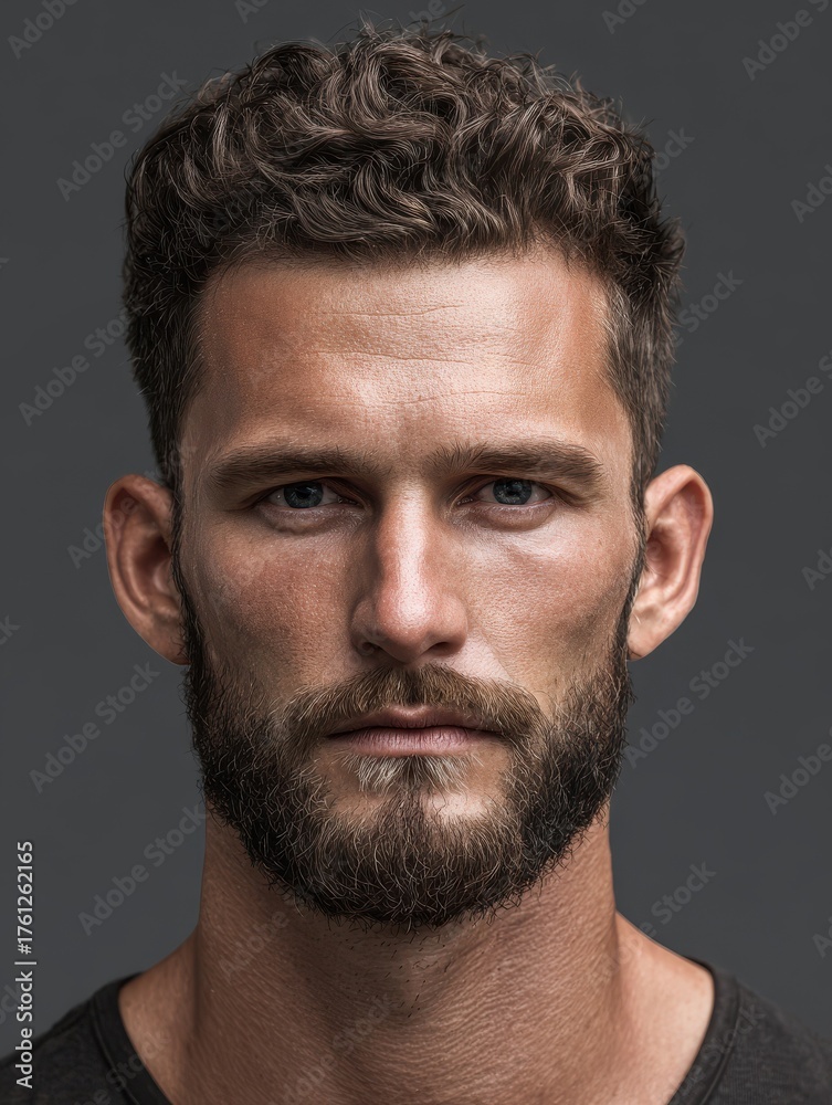 Obraz premium picture of a handsome groomed man created with generative ai technology isolated on dark grey background