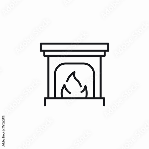 square fireplace frame icon sign vector
