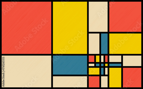 Stained glass textured pattern. Abstract template with bright colors. Mosaic background in Bauhaus style..