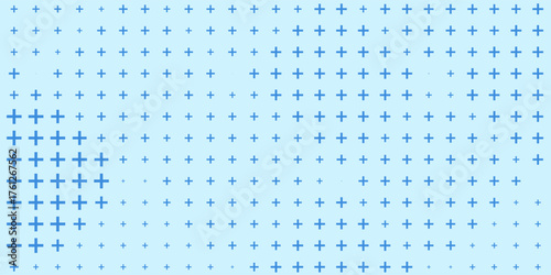 Blue plus symbols of different sizes and opacity. Blue Medical Plus Pattern
