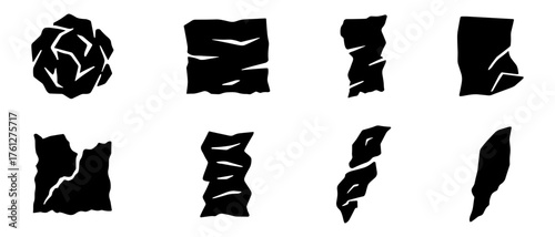 Paper shape silhouette icons ,torn paper, crumpled, folded sheet, scrap