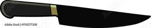 Sharp stainless steel kitchen knife with a black handle