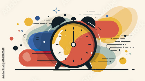 Alarm clock with abstract background illustration